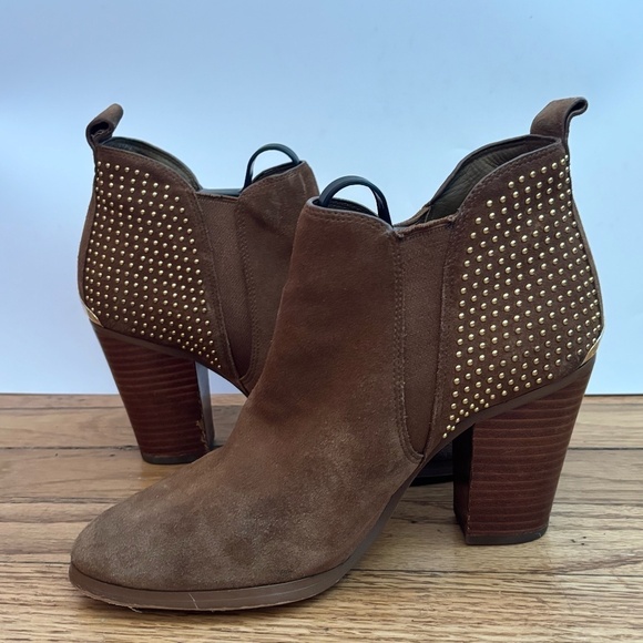 Michael Kors Suede Studded Krista Booties Block Heels 7.5 - Picture 6 of 16